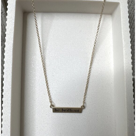 Be Brilliant Necklace Gold Tone Chain w/ Extender Inspirational Bar Pendant - Picture 1 of 3